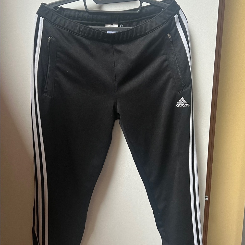 Adidas Black Joggers with White Accents